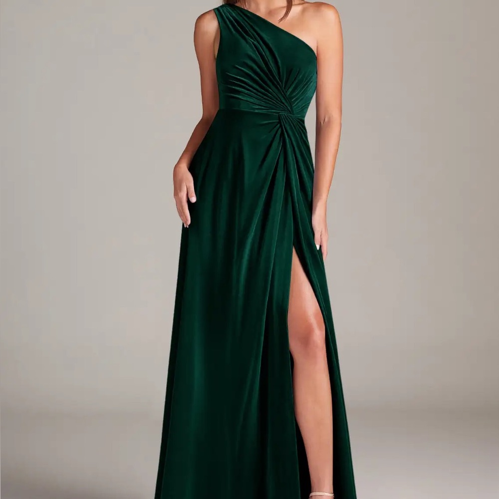Azazie One-Shoulder Dark Green Dress